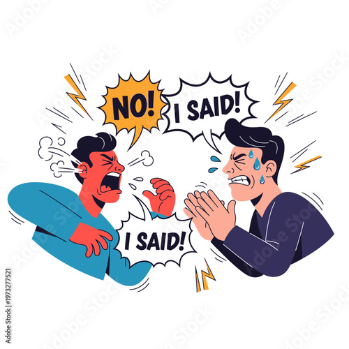 Angry Men Arguing Fiercely, Conflict and Disagreement, Stressful Conversation