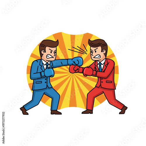Businessmen Boxing Match: Competition, Rivalry, and Conflict in Corporate World
