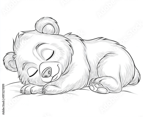 Sleeping bear cub resting in a cozy spot