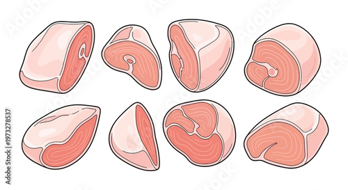 Raw salmon fillet pieces on plate.