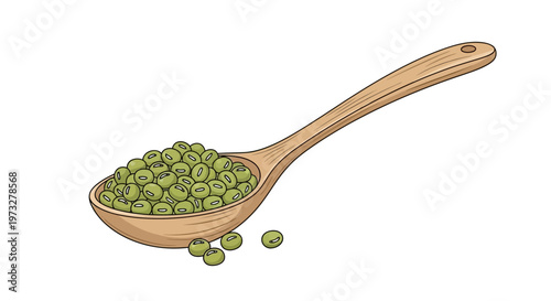 Green peas on a spoon.