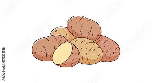 A pile of brown potatoes stacked.