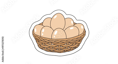 Brown Eggs in a Woven Basket.