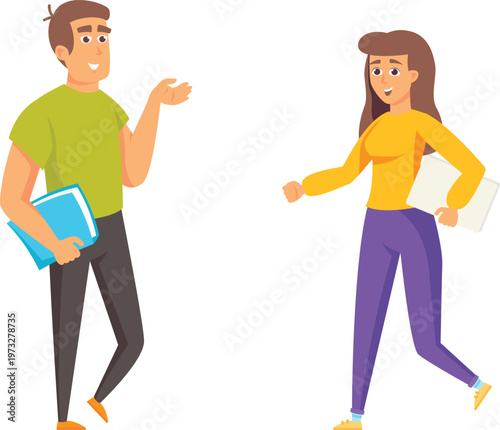 A student offering help to a confused classmate during a study session