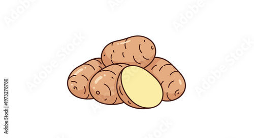 A pile of brown potatoes stacked.