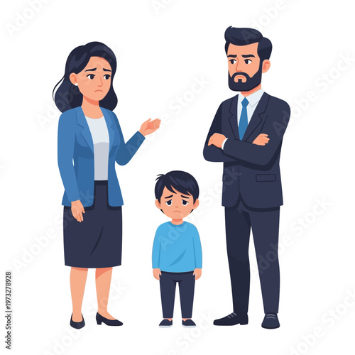 Sad Family Argument: Parents and Child Upset, Emotional Conflict, Relationship Issues