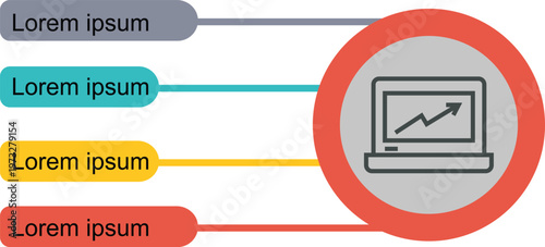 Four different data sources converging towards a single analytics dashboard on a laptop