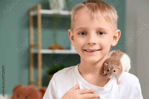 Happy little boy with cute ...