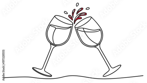 Two glasses of red wine clinking together in a celebratory toast