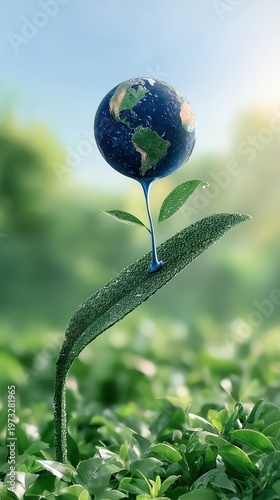 Growing world on green leaf