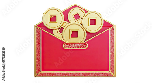 Red Envelope with Gold Coins