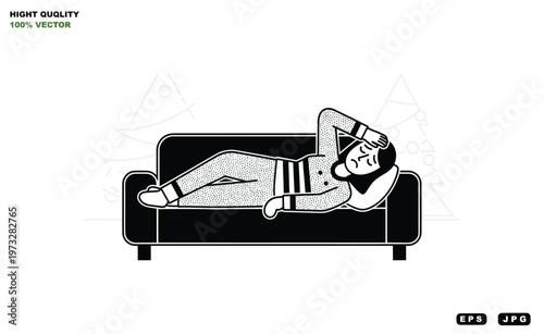 A relaxed man lying on a couch in a calm and peaceful environment