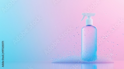Beauty mist spray bottle placed against a soft gradient background for a clean and fresh look.