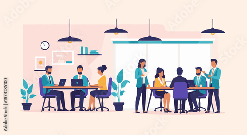 Diverse team collaborating in modern office meeting rooms 6.