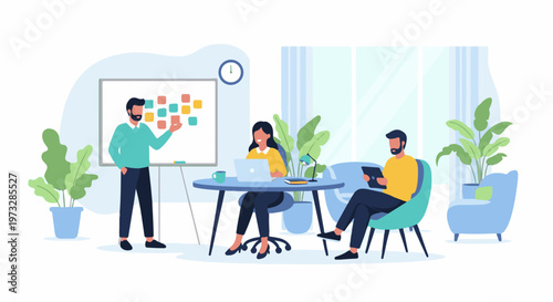 Team collaborating on a project in a modern office setting 1.