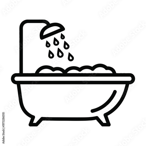 Bath tub with bubbles and shower