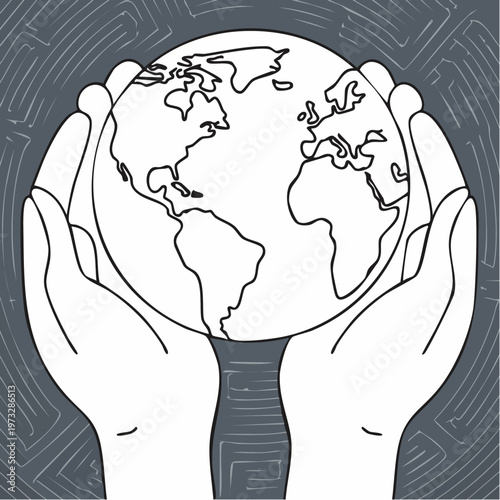 Hands gently cradling the Earth symbolizing global care and protection.