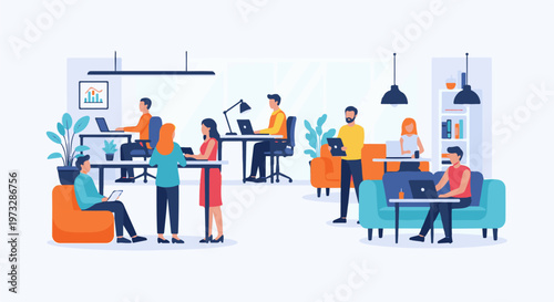 Diverse group of people working together in a modern office space 4.
