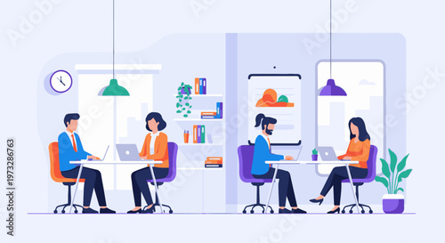 Diverse people collaborating in modern office spaces 2.