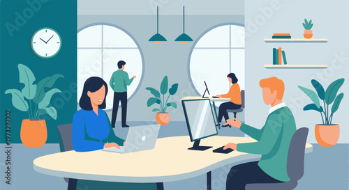 Office workers collaborating and working on computers 42.