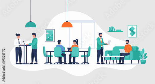Diverse group of people collaborating in a modern office space 7.