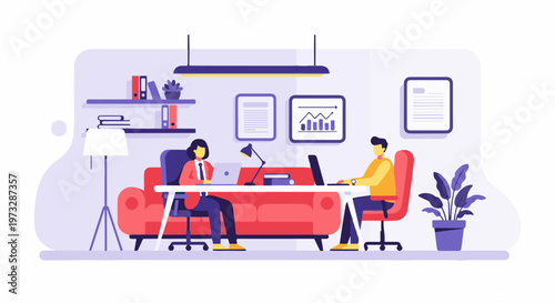 Two people working together in a modern office setting 2.