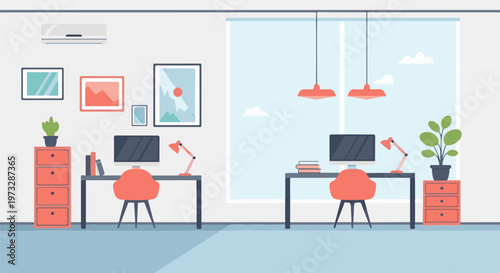 Modern Office Desks with Computers and Chairs 41.