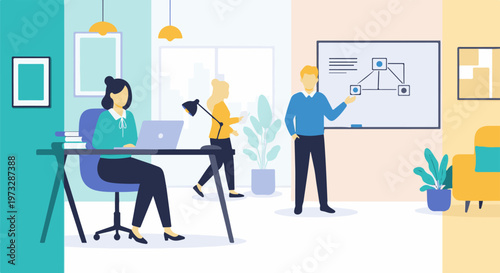 Team collaborating in a modern office environment 1.