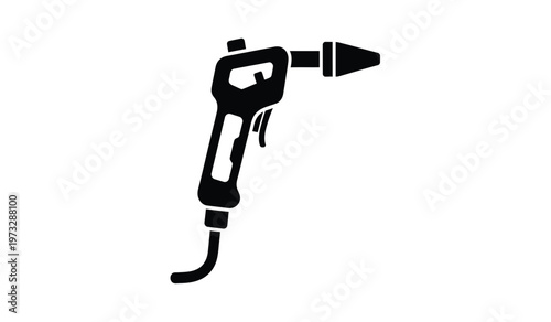 A stark black silhouette depicts a pneumatic impact wrench a powerful tool commonly used for automotive repair and industrial applications high quality professional detailed