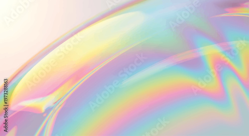 Rainbow Iridescent Bubble Floating on White Background