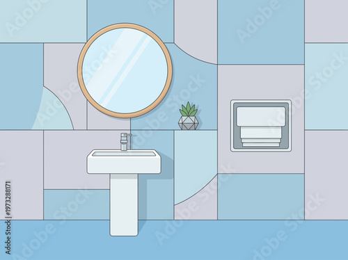 This image presents a sleek and modern bathroom interior featuring minimalist design elements, a perfect representation of contemporary home decor aesthetics in personal spaces.