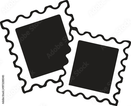 Two Blank Square Stamp Frames with Perforated Edges