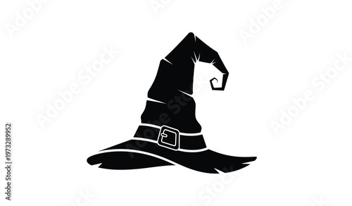 A striking black silhouette depicts a classic witch s hat complete with a wide brim and a pointed crown evoking magical imagery high quality