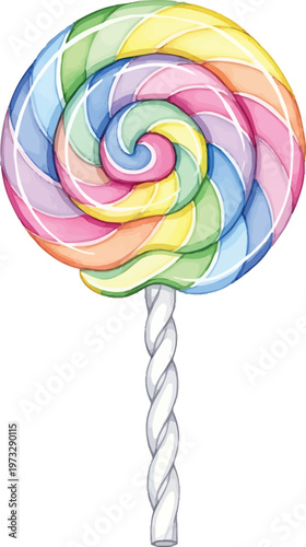 Colorful Lollipop on White Background