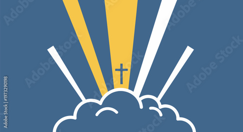 Divine Light and Cross Emerging from Clouds, Symbolizing Hope and Faith.