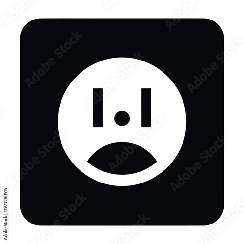 Sad face emoticon on black background