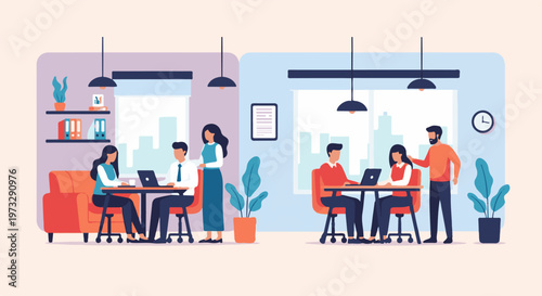 Diverse group of people collaborating in a modern office setting 30.