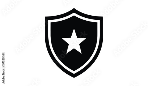 Bild auf Leinwand A stark black shield with a prominent white star at its center is presented in a