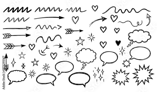 Scribble doodle decoration vector set – playful emphasis lines