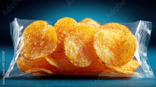 Delicious potato chips in a clear snack bag