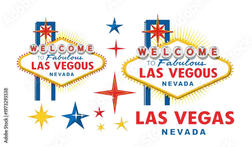 Las Vegas Welcome Sign vector illustration set