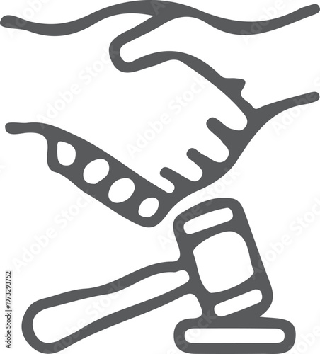 Handshake and gavel icon representing agreement or legal decision