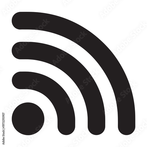 Rounded rss feed symbol for internet subscription and news updates.