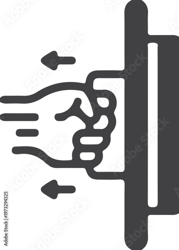 Hand pushing a door open icon