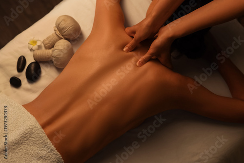 Woman getting back massage ...