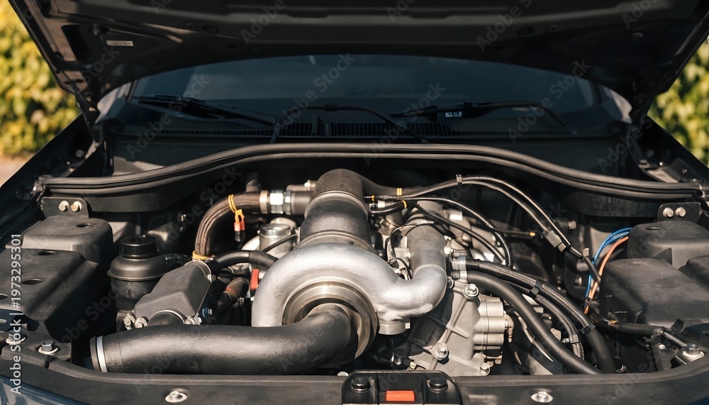 Fototapeta premium V8 Engine Bay High Performance Car High Resolution Photo