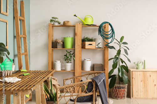 Interior of workshop with w...
