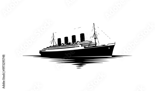 Elegant Vintage Ocean Liner Vector Illustration