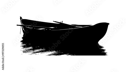 Silhouette of a Small Boat on Calm Water