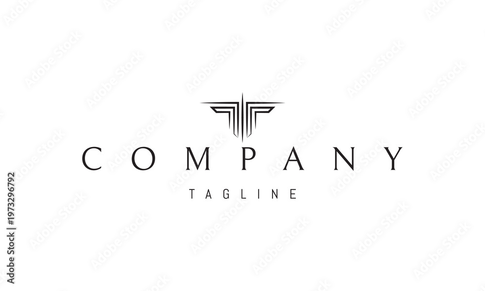 Fototapeta premium A vector logo featuring an abstract image of a Greek column shaped like the letter T symbolizing classical architecture, strength, heritage and timeless design.